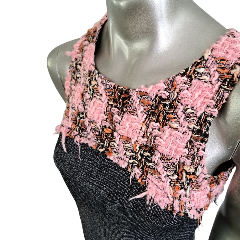 🪻BOGO🪻 Black & Pink Sheath Dress Textured Mixed Fiber - Size Medium NWT - Picture 5 of 11